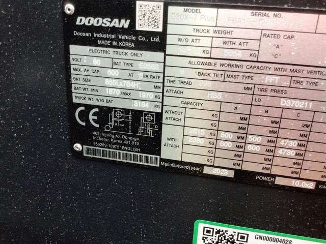 Електричен вилушкар Doosan B30X-7 PLUS: слика 7